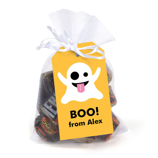 Emoji Halloween Ghost Hanging Gift Tags with Organza Bags